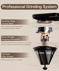 Professional Grinding System of Fully Automatic Programmable Coffee Maker With Built In Grinder And Timer, Hot And Cold Brew Machine For Smooth Iced Americano, 22 Oz Glass Carafe, Compact Black Grind And Brew Morning Fuel.