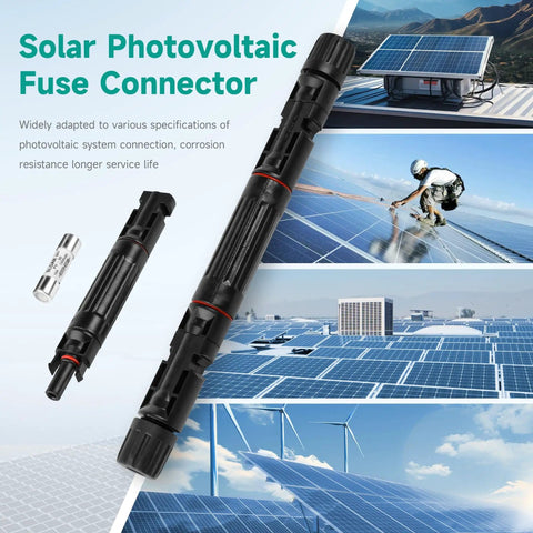 10 Amp 1000 Volt Solar Fuse With Inline Fuse Holder IP67 Waterproof 2 Pack PV Panel String Fuse With Male And Female Connect