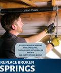 Technician installing Heavy Duty Garage Door Torsion Springs 218 By 1.75 By 26 Inch Pair Left And Right Hand Wound Coated Steel