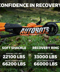 Close-up of Soft Shackle Recovery Kit 3/4 Inch By 24 Inch 66,200 Lb Break Strength Two Pack With Snatch Ring in use outdoors