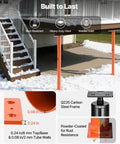 VEVOR 2 Pack Telescoping Jack Posts Heavy Duty Steel Support Beams Adjustable House Floor Jacks showcasing details for rust resistance and dimensions.