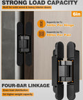Heavy Duty Hidden Door Hinge Set With 6 Inch Concealed Hinges Three Way Adjustable For Hidden Bookcase Doors 180 Degree Swing