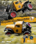 Badass One Twenty Four Scale Rc Crawler With Portal Axles And Two Speed Transmission on rocky terrain showing speed adjustment.