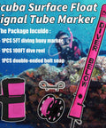 5ft Surface Marker Buoy Set For Scuba Diving With Inflatable Signal Tube And Reflective Strip Open Bottom Float Includes 100ft Dive Reel And Clip