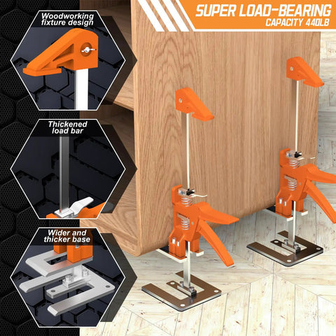 Heavy Duty Arm Jack Lifter 2 Pack Made From Tough Stainless Steel And Aluminum Alloy Handles, designed for woodworking projects.