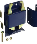 Blue Two Way Gate Latch In Blue For Farms And Ranches, Durable One Hand Open, fits round tube gates 1 5 8 Inch OD, parts shown