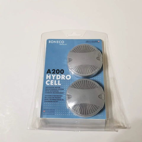 Hydro Cell A200 Humidifier Filter With Activated Carbon, 2 Pack in clear packaging, easy rinse replacement for ultrasonic humidifiers.