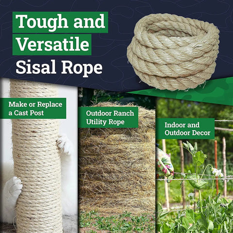 Dope Twisted Sisal Rope For All Around Use Natural Twine For Crafts, DIY Gardening And Decor, shown in various applications.