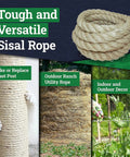 All Purpose Twisted Sisal Rope That Is Tough As Nails For Crafts Diy Gardening Decor And Outdoor Use Natural Thick Twine
