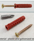 25 Dowel Fixing Kit With Nylon Collars Diameter 8x40 mm, 25 Yellow Wood Screws Diameter 5x40 mm, And PZ2 Quarter Inch Bit detail