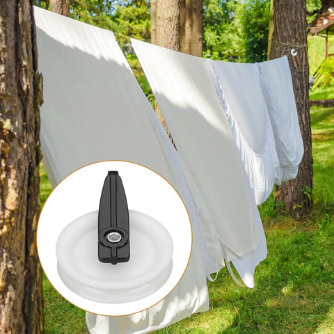 10 Pack Rope Roller Pulleys For 2.5 Inch Nylon Clotheslines For Quarter Inch Rope Heavy Duty Outdoor Gear For Weatherproof Hanging Garden Laundry Line System Smooth Glide And Easy Install No Fuss, clothesline setup with white laundry