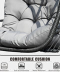Egg Swing Chair With Stand For Outdoor Or Indoor Use, Hanging Chair With Cushioned Seat And Headrest In Light Gray, Ultra Comfy