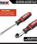 2 Piece Slack Adjuster Release Tool Set For Air Brake Systems Fork End Release Tool And Double Square Reversible Ratcheting Wrench