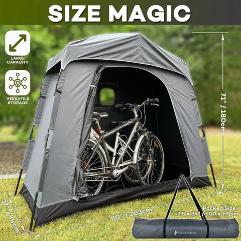 All Weather Outdoor Bike Storage Tent And Gear Shelter Extra Large Portable Waterproof Shed for bikes on grass