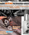 Oil Pressure Sensor Thread Adapter 1/8-27 NPT Port Plug For GM Chevy Small Block 305 350 Engines shown installed and standalone