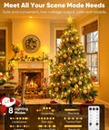 Cozy living room with Christmas tree adorned with Globe String Lights 33 Feet With 100 LED Bulbs Warm White Fairy Lights Plug In 8 Modes.