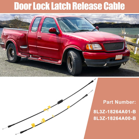 Two Piece Rear Upper Left And Right Door Latch Release Cables Kit For Ford F150 Extended Cab 2004 2008 And Lincoln Mark LT