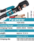 Hydraulic Battery Cable Crimper for 12AWG to 4/0AWG Range with 11 US Hex Dies Lugs Kit, Heavy Duty Crimp Tool for High Current Power Cables and Automotive Battery Leads, with copper lugs