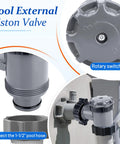 Pool Plunger Valve 12355 With Strainer For Above Ground Pool Parts Replacement showing rotary switch and hose connection