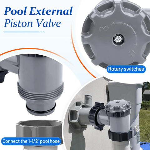 Pool Plunger Valve 12355 With Strainer For Above Ground Pool Parts Replacement showing rotary switch and hose connection