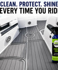 EVA Foam Cleaner For Marine Decks And Non Slip Floors, Heavy Duty Boat Cleaning Spray on a clean boat deck