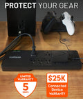 PowerBlitz Surge Protector Power Strip With USB A And USB C Ports, 8 Outlets, 2160 Joules, gaming console setup