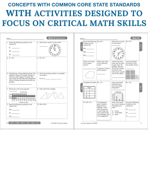 Common Core Math 4 Today 3rd Grade Workbook For Daily Practice In Class Or Homeschool Telling Time Fractions Addition