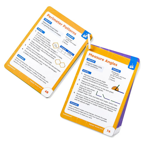 AngLegs Geometry Manipulatives Set With Protractors For Classroom Use, cards for teaching perimeter and measuring angles