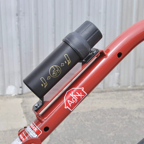 Close-up of safety shields on 3 Point Post Hole Digger For Tractors With 6 Inch Auger Fits Compact and Sub Compact Cat 0 Tractors