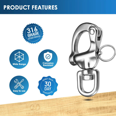Built Tough 316 Stainless Steel Quick Release Snap Shackle Heavy Duty Marine Hardware For Boat Rigging And Towing 880 Pound Working Load 2 Pack Rock Solid Top Shelf Toggle Shackle Designed To Handle Saltwater Exposure Without Rusting Out