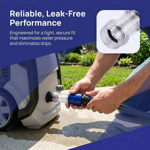 Person installing 6Pcs Water Hose Adapter Set For Garden To Mini Power Washer Quick Connect Replacement Parts And Connectors Blue Leaks Repair Kit