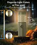 Rechargeable 12000mAh Collapsible Camping Lantern With Beastly Battery Life showcasing adjustable light colors on a tree stump