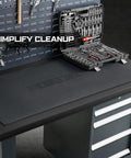 Heavy Duty EVA Workbench Mat 24x72 Inches 5mm Thick Super Grippy Garage Workshop Pad That Shields Your Bench Top From Scratches And Spills installed on a workbench