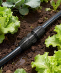 Installed Half Inch Drip Irrigation Barbed Locking Coupler Set Ten Pieces No Leak Straight Fittings For One Half Inch Tubing in garden