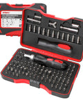 101 Pc Multi Bit Screwdriver And Ratcheting Handle Tool Set Kit displayed open with handle and bits visible