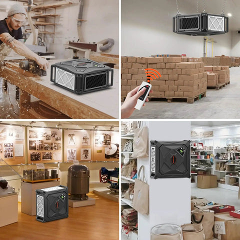 270 Degree Air Filtration System With Built In Ionizer And Remote Control, 780 CFM Hanging Dust Collector for various settings