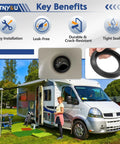 Waste Ball Seal Kit For Thetford Aqua Magic Style II Style Plus Style Lite And Residence RV Toilets shown near RV