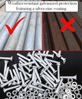 Heavy Duty 50 Piece Bench Slat Replacement Kit featuring galvanized M6x35mm bolts and washers for outdoor seating.