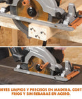 Pro Grade Cordless Circular Saw Featuring 165Mm Tct Blade For Wood Metal And Plastic cutting wood with precision and clean cuts.
