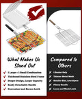 Comparison of two pack nesting grill baskets with removable handles for outdoor BBQ grillin barbecue gear stainless steel camping accessories