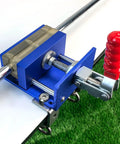 Close-up of No Fuss Drill Free Golf Club Vise with heavy-duty aluminum shaft clamp for easy grip swaps and repairs.