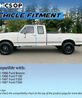 Side view of a white pickup truck compatible with Ford Front Left Driver Side Door Lock Latch Assembly Replacement With Cable Rod Kit 1992-1997
