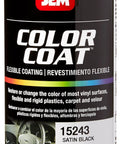 Front view of SEM Color Coat satin black spray paint can, 12 oz for automotive use