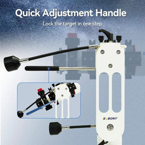 Quick adjustment handle on 240mm Telescope Tripod Riser With Alt-Azimuth Mount And Fine Adjustment For Smooth Lunar And Planetary Tracking Variable Speed Gear Slow Motion Controls On Both Axes Pro Grade Telescope Accessory For Serious Skywatchers