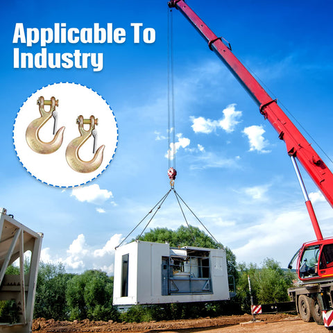Two Pack Five Sixteenth Inch Clevis Slip Hook With Safety Latch Heavy Duty Forged G70 Steel Chain in industrial use