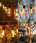 Outdoor String Lights 100 Ft Weatherproof Hanging Lights With 55 Vintage Edison Bulbs 2700K Warm Amber Glow in garden settings