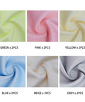 AIMI microfiber cleaning cloths, assorted colors, 6 x 7 inches, 12-pack (2 each: green, pink, yellow, blue, beige, grey)