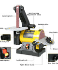 Beast Belt And Disc Sander For Woodworking 1x30 Belt And 5 Disc Upgraded Pro Model With Direct Drive Motor labeled parts view