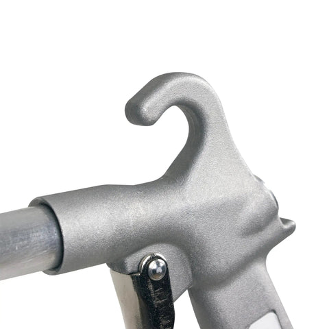 Close-up of XtraThrust Safety Air Gun With 24 Inch Aluminum Extension Pistol Grip OSHA Compliant Nozzle One Quarter Inch FNPT Inlet