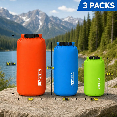 Ultralight Dry Bag Set With Roll Top Closure Waterproof Sacks For Hiking Camping Kayaking And More Gear Protection 3Pack sizes